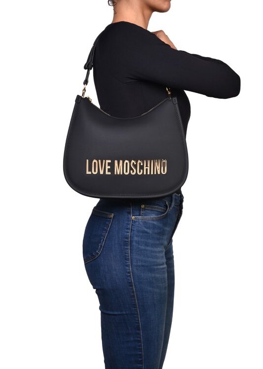 MOSCHINO - Borsa pu grs nero galv.nikel