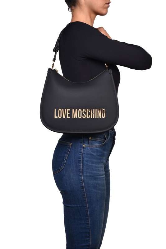 MOSCHINO - Borsa pu grs nero galv.nikel