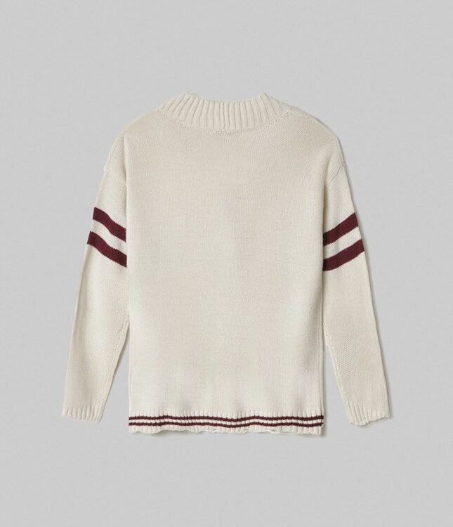 HINNOMINATE - Cardigan con rotture, righe e patch college