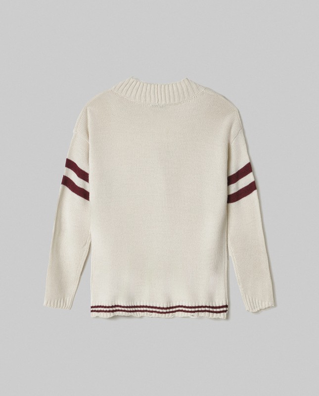 HINNOMINATE - Cardigan con rotture, righe e patch college