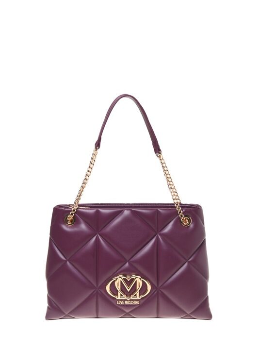MOSCHINO - Borsa pu embossed vino