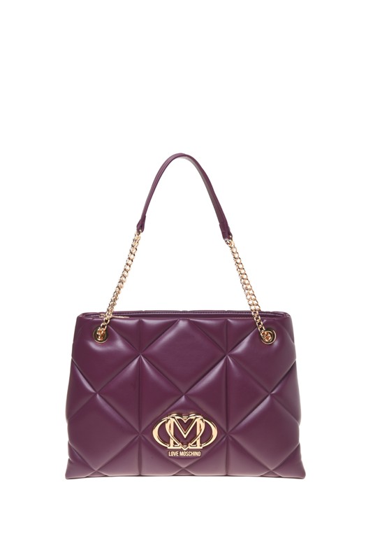 MOSCHINO - Borsa pu embossed vino