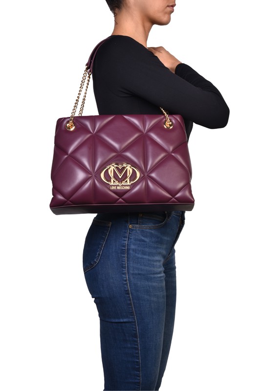 MOSCHINO - Borsa pu embossed vino