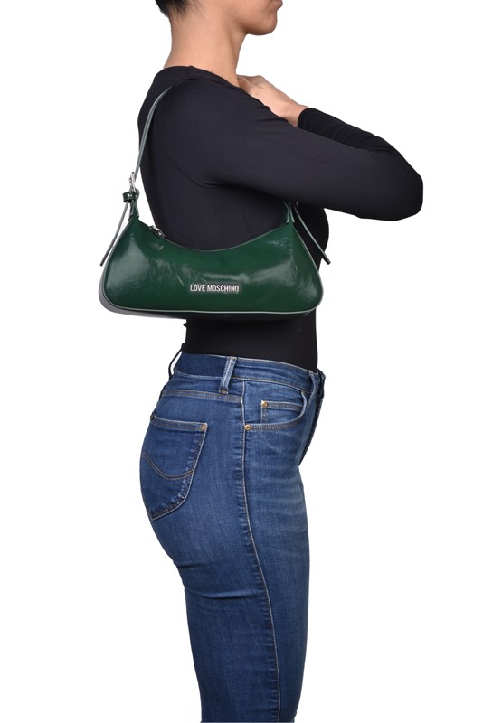 MOSCHINO - Borsa pu verde galv.nichel