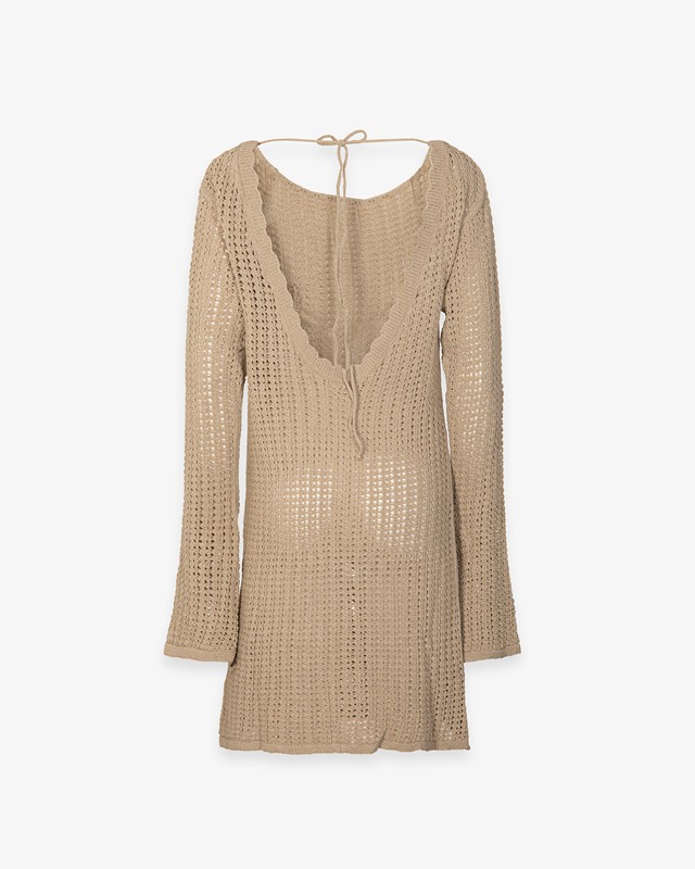 HINNOMINATE - Abito corto con manica a trombetta in maglia traforata