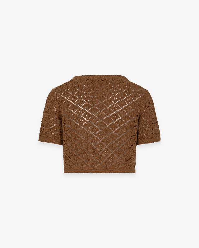 HINNOMINATE - Crop top in maglia traforata con m/m/ a trombetta