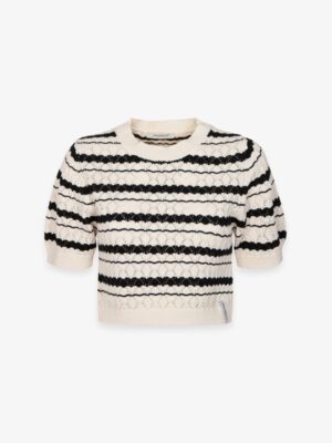 HINNOMINATE - Crop top m/m in maglia traforata rigata