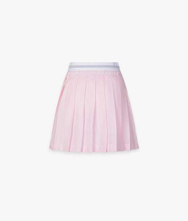 HINNOMINATE - Gonna corta a pieghe rigata in cotone con elastico in vita l