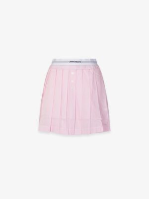 HINNOMINATE - Gonna corta a pieghe rigata in cotone con elastico in vita l