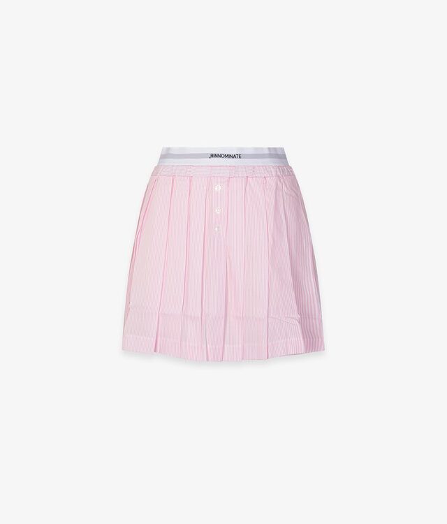 HINNOMINATE - Gonna corta a pieghe rigata in cotone con elastico in vita l