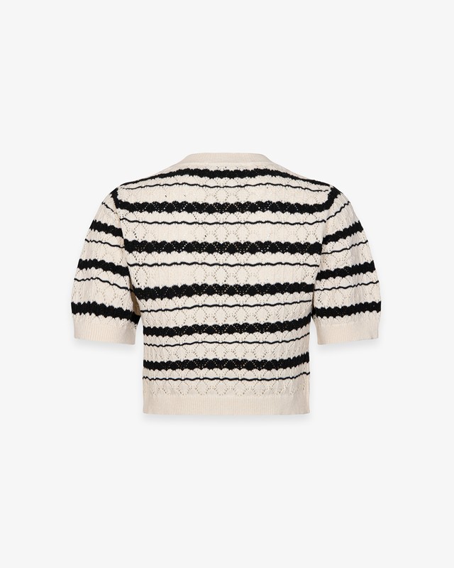 HINNOMINATE - Crop top m/m in maglia traforata rigata