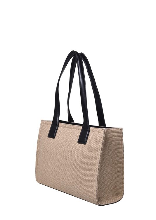 MOSCHINO - Borsa canvas oro