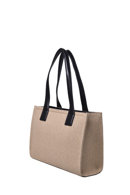 MOSCHINO - Borsa canvas oro