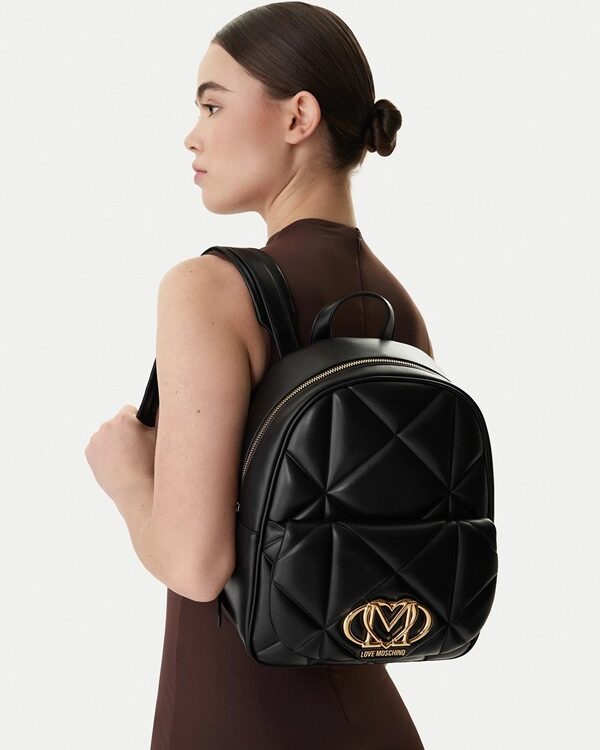 MOSCHINO - Zaino pu embossed nero