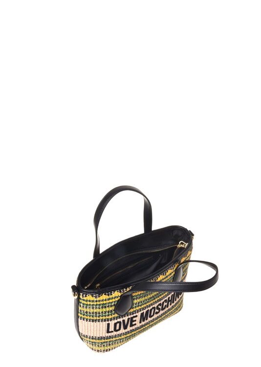 MOSCHINO - Borsa straw+pu nero multi