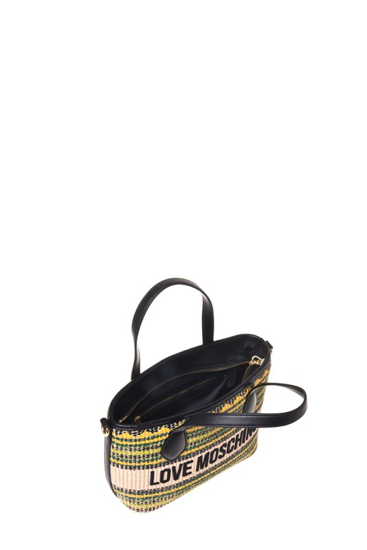 MOSCHINO - Borsa straw+pu nero multi