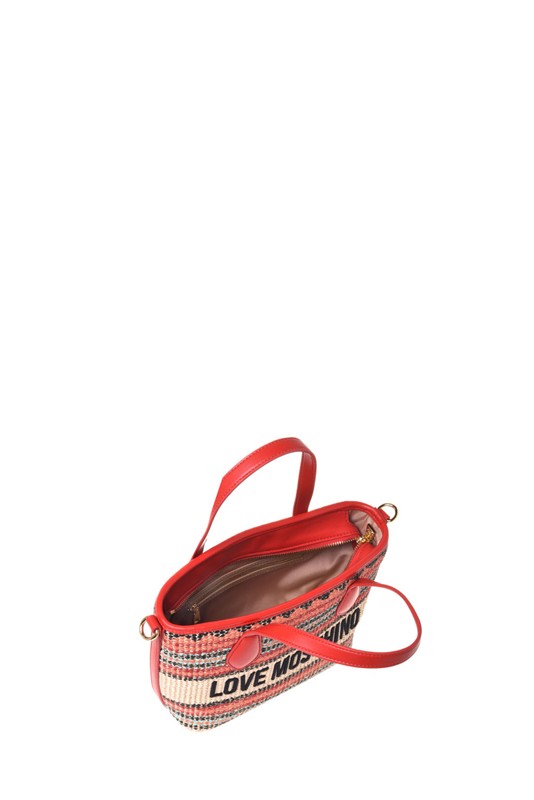MOSCHINO - Borsa straw+pu rosso multi