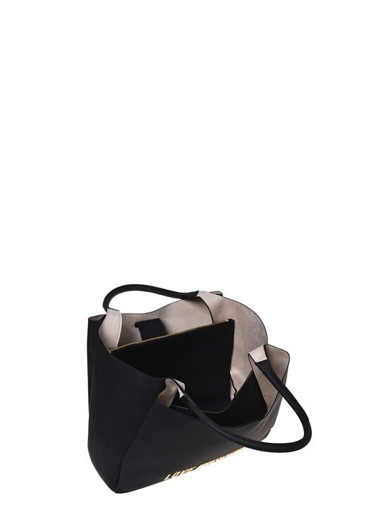MOSCHINO - Borsa pu grs nero galv.oro