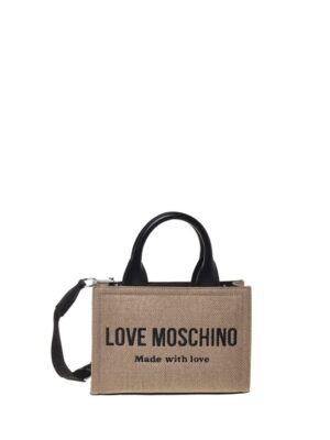 MOSCHINO - Borsa canvas oro