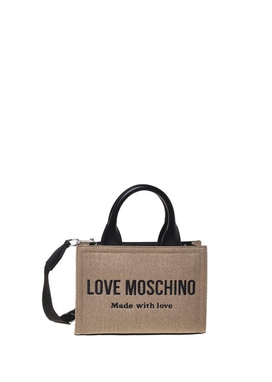 MOSCHINO - Borsa canvas oro