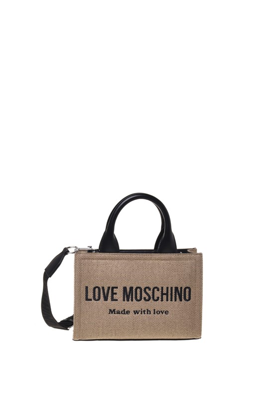 MOSCHINO - Borsa canvas oro