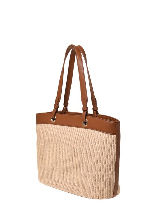 MOSCHINO - Borsa straw+pu cuoio