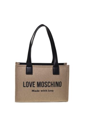MOSCHINO - Borsa canvas oro