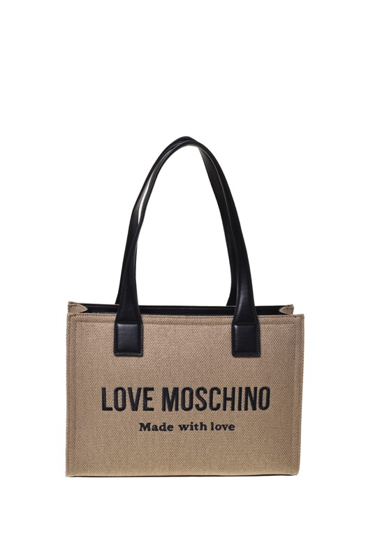 MOSCHINO - Borsa canvas oro