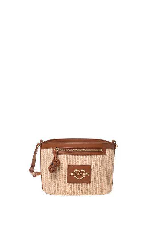 MOSCHINO - Borsa straw+pu cuoio