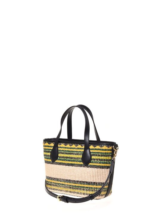 MOSCHINO - Borsa straw+pu nero multi
