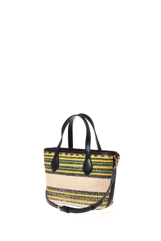 MOSCHINO - Borsa straw+pu nero multi