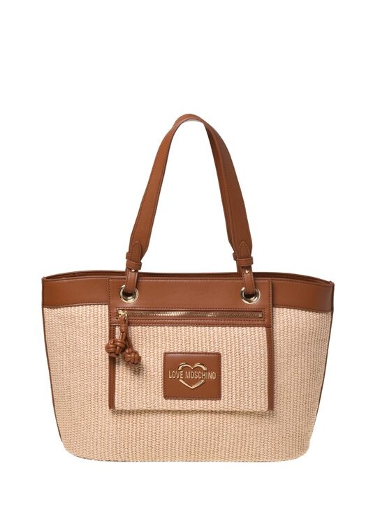 MOSCHINO - Borsa straw+pu cuoio