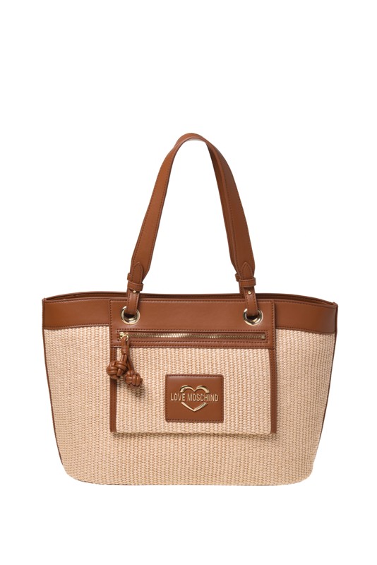 MOSCHINO - Borsa straw+pu cuoio