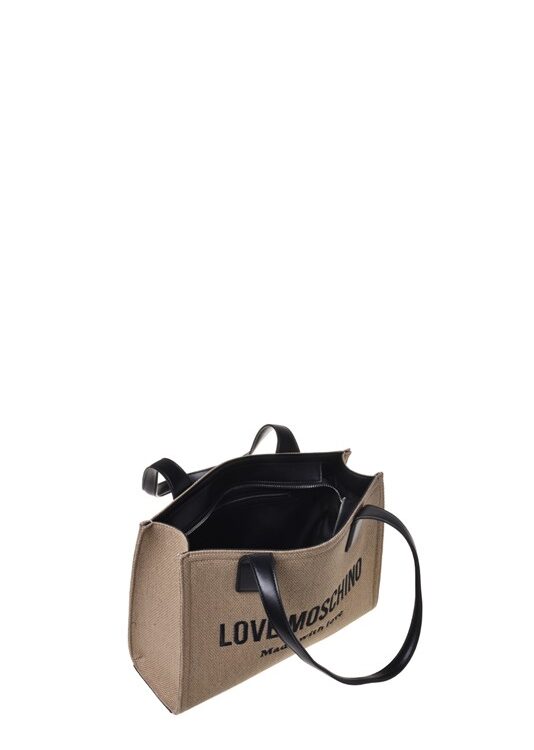 MOSCHINO - Borsa canvas oro