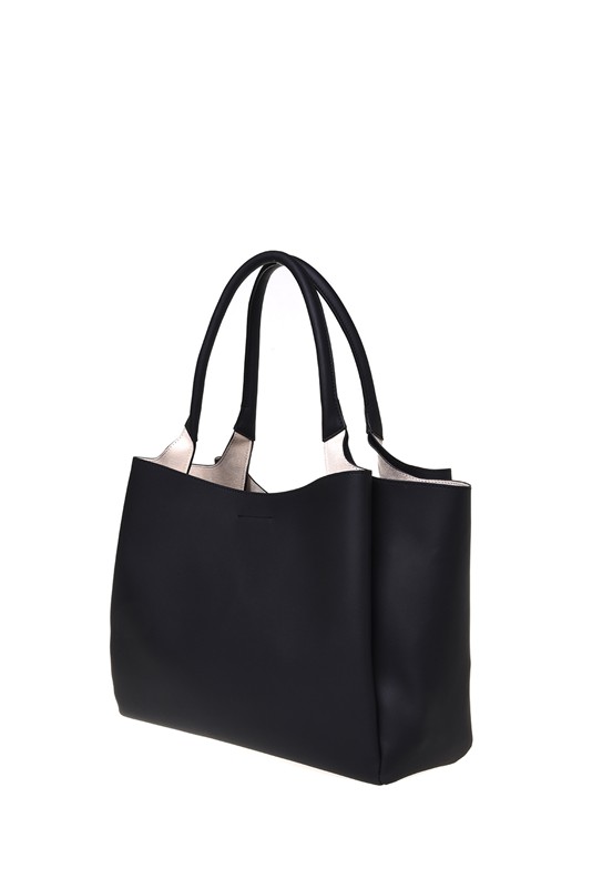 MOSCHINO - Borsa pu grs nero galv.oro