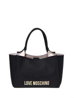 MOSCHINO - Borsa pu grs nero galv.oro