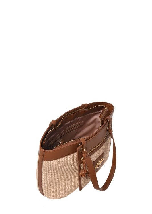 MOSCHINO - Borsa straw+pu cuoio