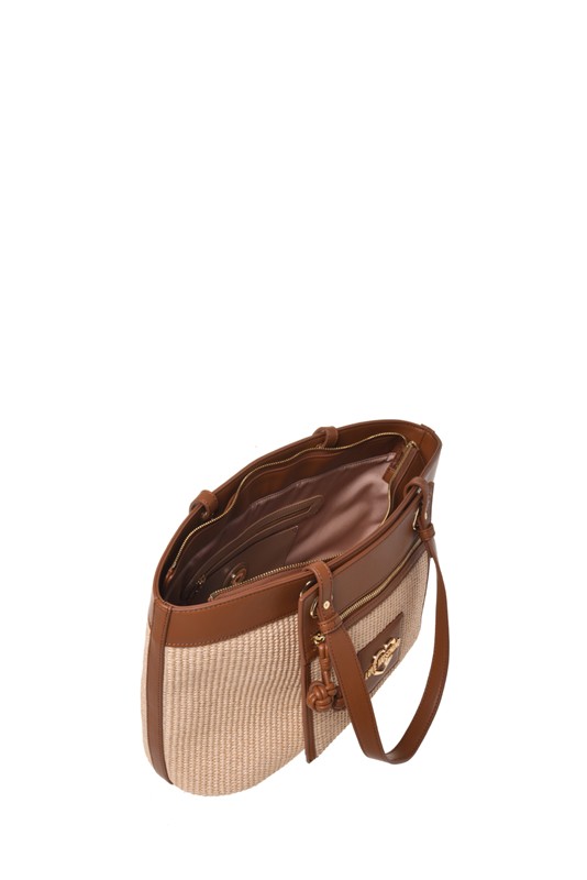 MOSCHINO - Borsa straw+pu cuoio