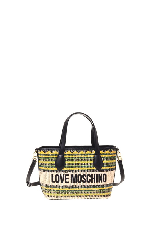 MOSCHINO - Borsa straw+pu nero multi