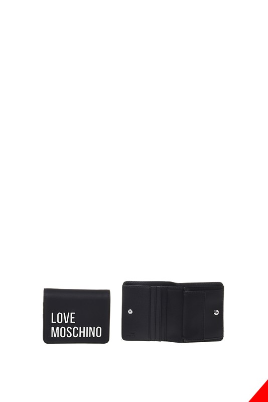 MOSCHINO - Portafoglio grs pu nero+galv.nikel