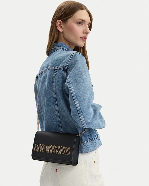 MOSCHINO - Borsa pu grs nero galv.oro