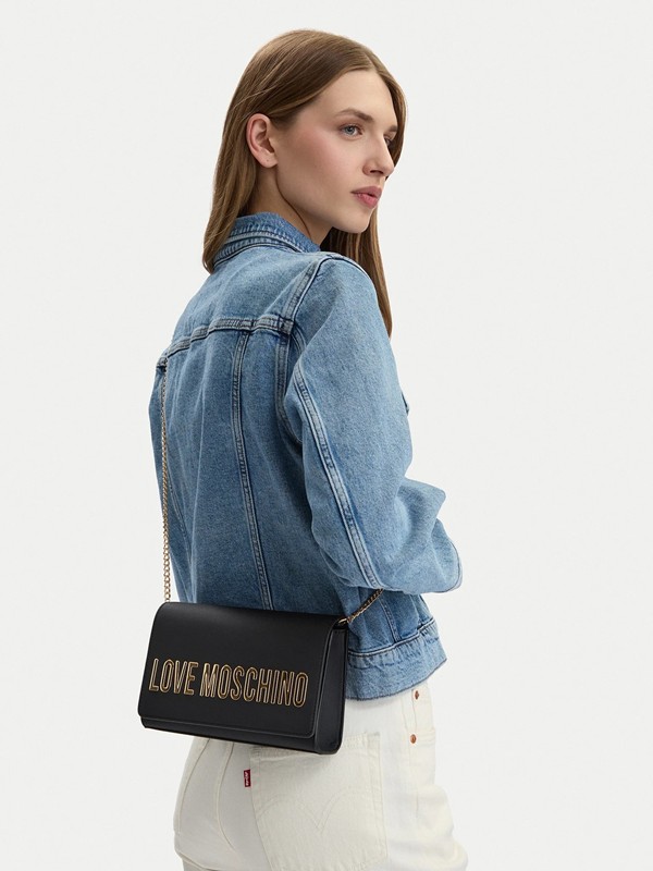 MOSCHINO - Borsa pu grs nero galv.oro