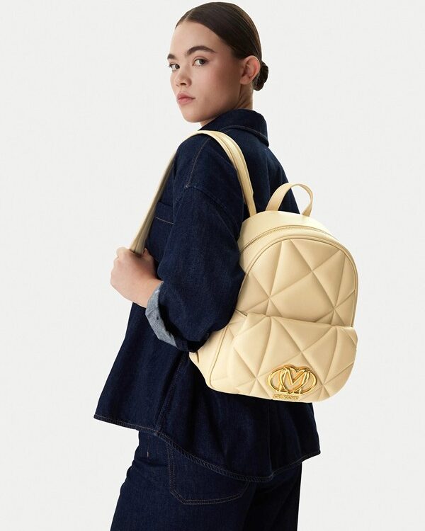 MOSCHINO - Zaino pu embossed burro