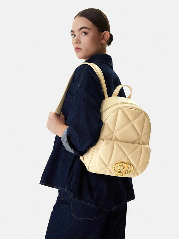 MOSCHINO - Zaino pu embossed burro
