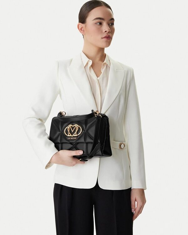 MOSCHINO - Borsa pu embossed nero