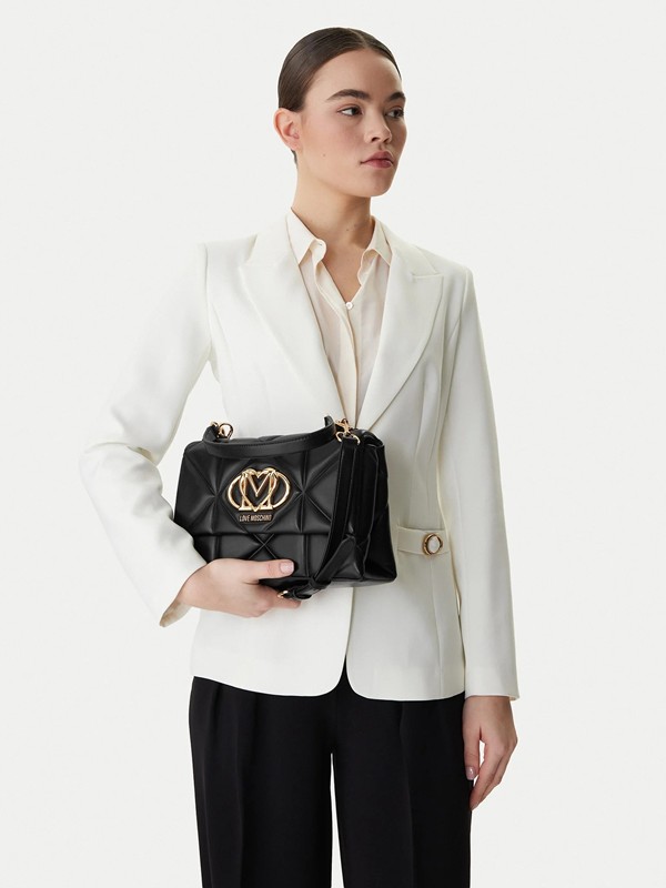 MOSCHINO - Borsa pu embossed nero