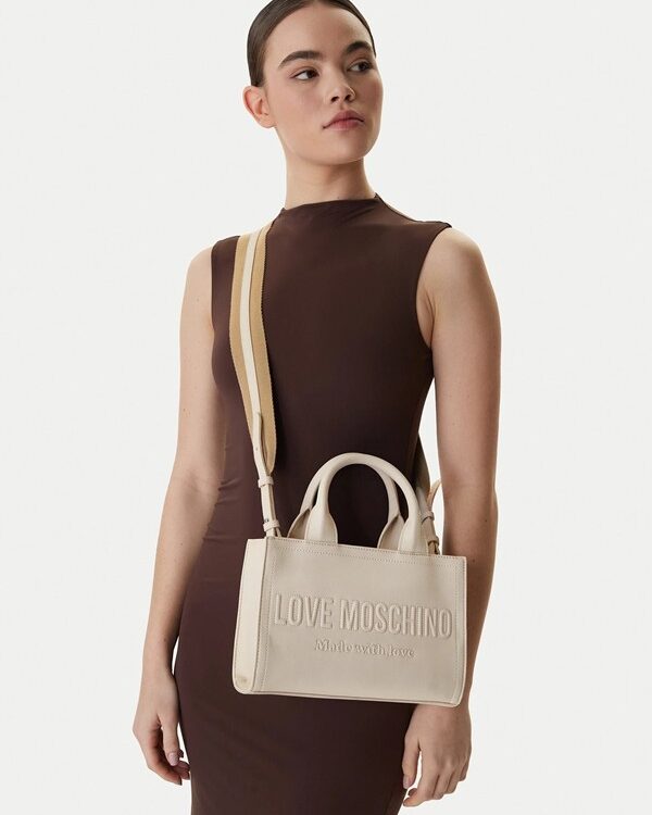 MOSCHINO - Borsa pu grs avorio