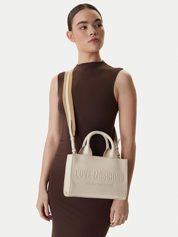 MOSCHINO - Borsa pu grs avorio