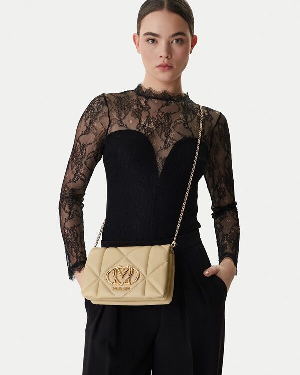 MOSCHINO - Borsa pu embossed burro