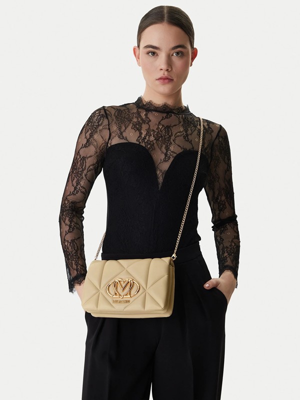MOSCHINO - Borsa pu embossed burro
